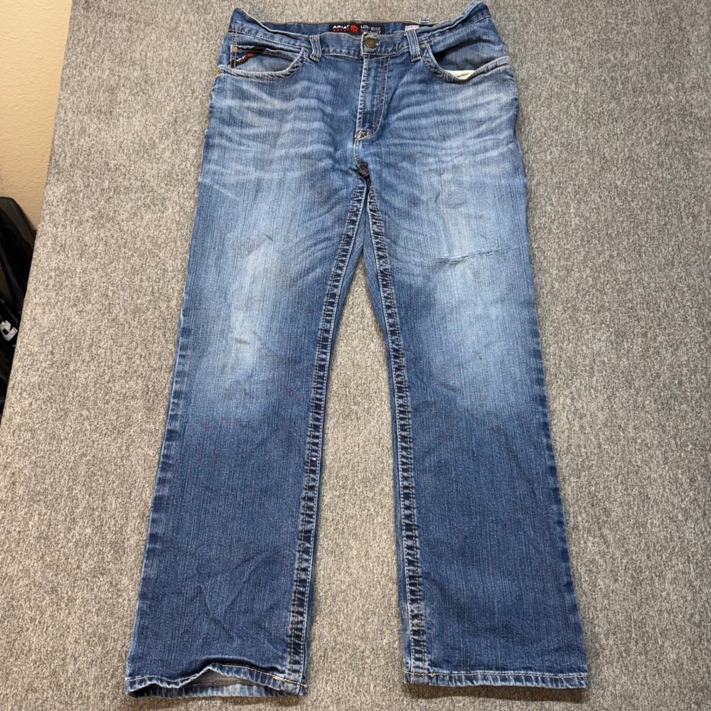 Ariat M4 FR Low Rise Boot Cut Jeans Mens 35x32 Flame Resistant Blue Denim 1407
